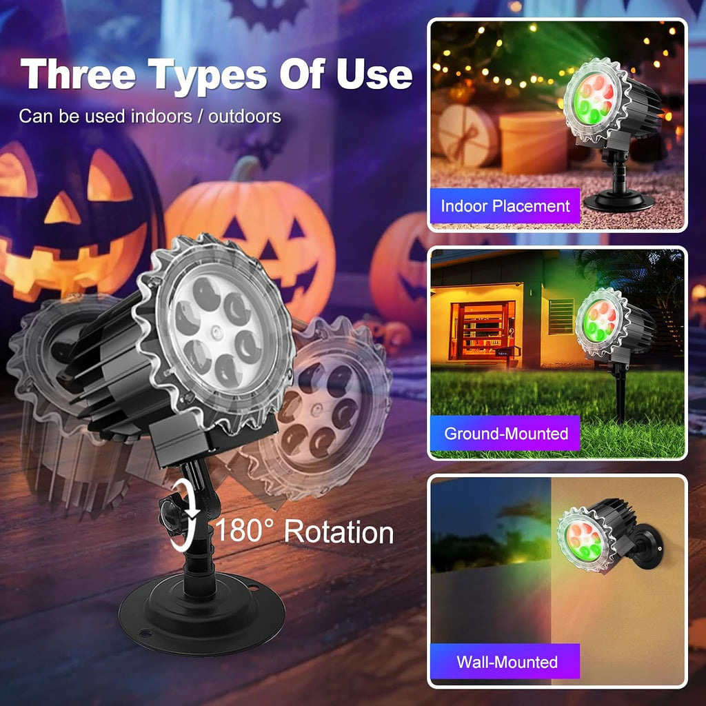 Halloween Projector Lights Outdoor, 2025 Upgraded 3D Brighter Green&Red Decoration LED Light, Landscape IP44