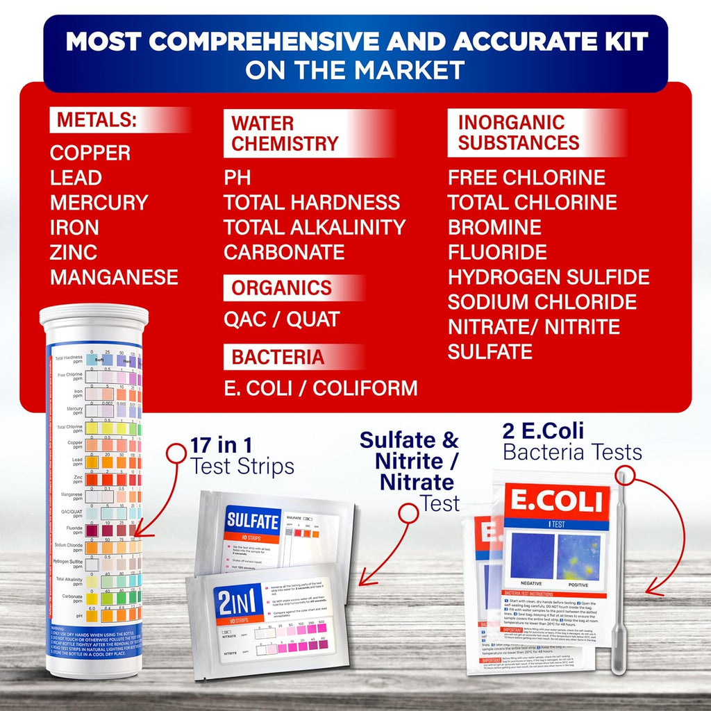 All-New 21 in 1 Drinking Water Testing Kit Strips, Home Tap and Well Water Test Kit for Hardness, Lead, Iron, Copper
