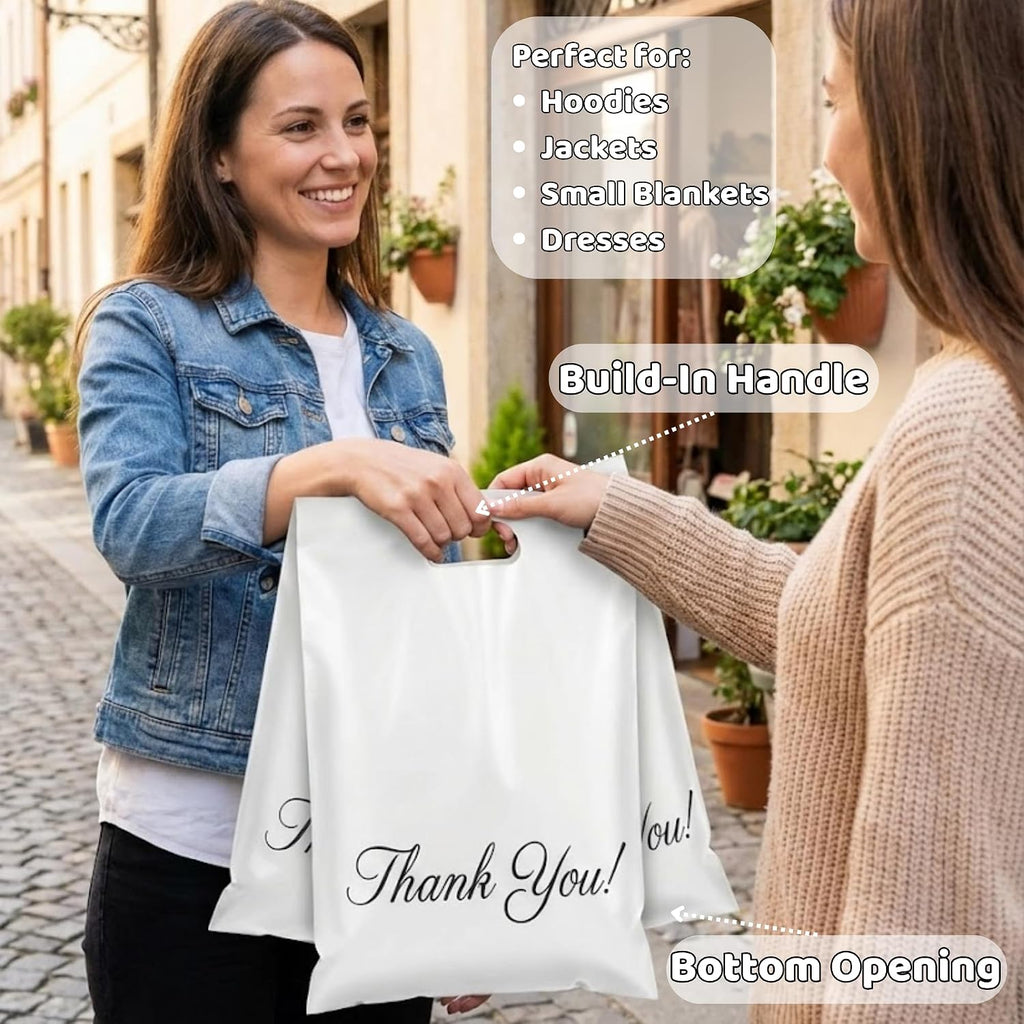 White Poly Mailers with Handle, 12x15, 50 Pack, Shipping Bags
