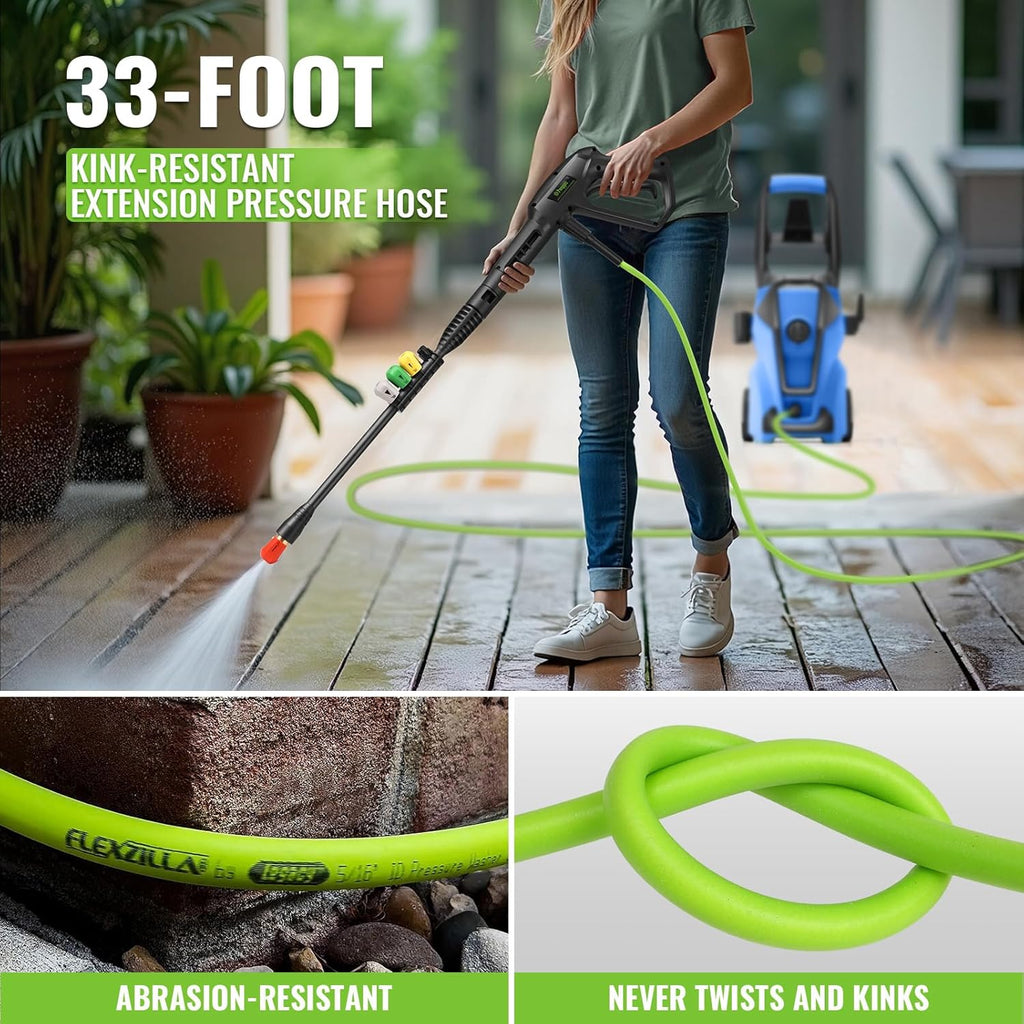 Electric Pressure Washer 5000PSI Max 4.0GPM with 33FT Flexible Extension Hose, 4 Nozzles, Foam Cannon, Power Washer
