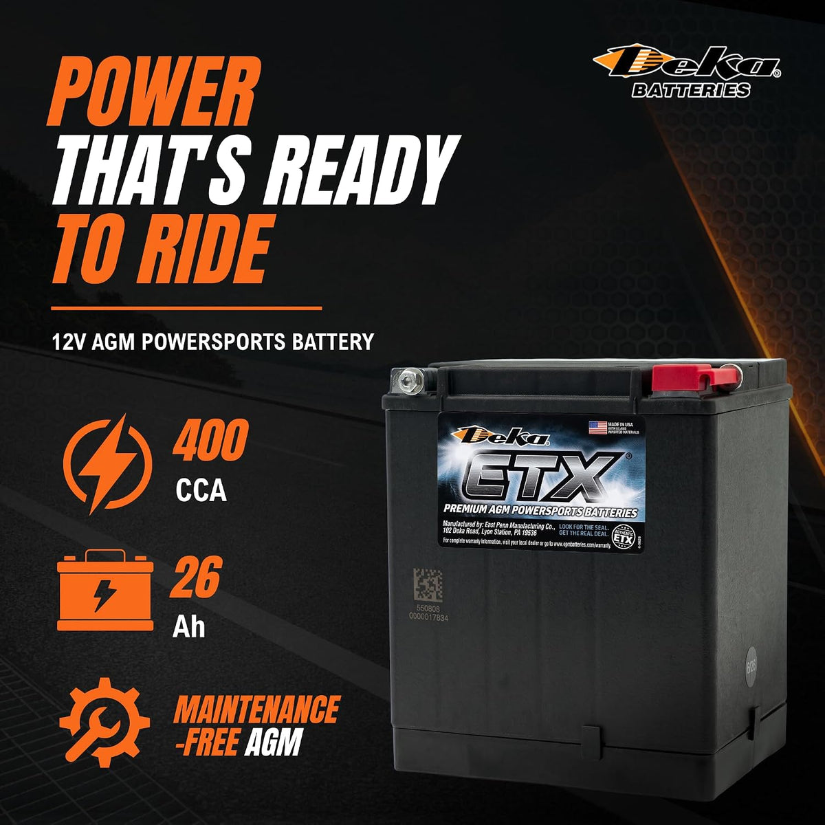 Deka AGM Battery ETX-30L Fits Select Harley Davidson Motorcycles …