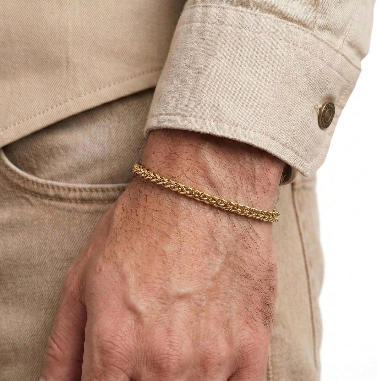 Mens Bracelet - Stainless Steel, Non Tarnish Rope Chain Bracelets, Stylish Fathers Day Gift for Dad, Husband, Boyfriend.