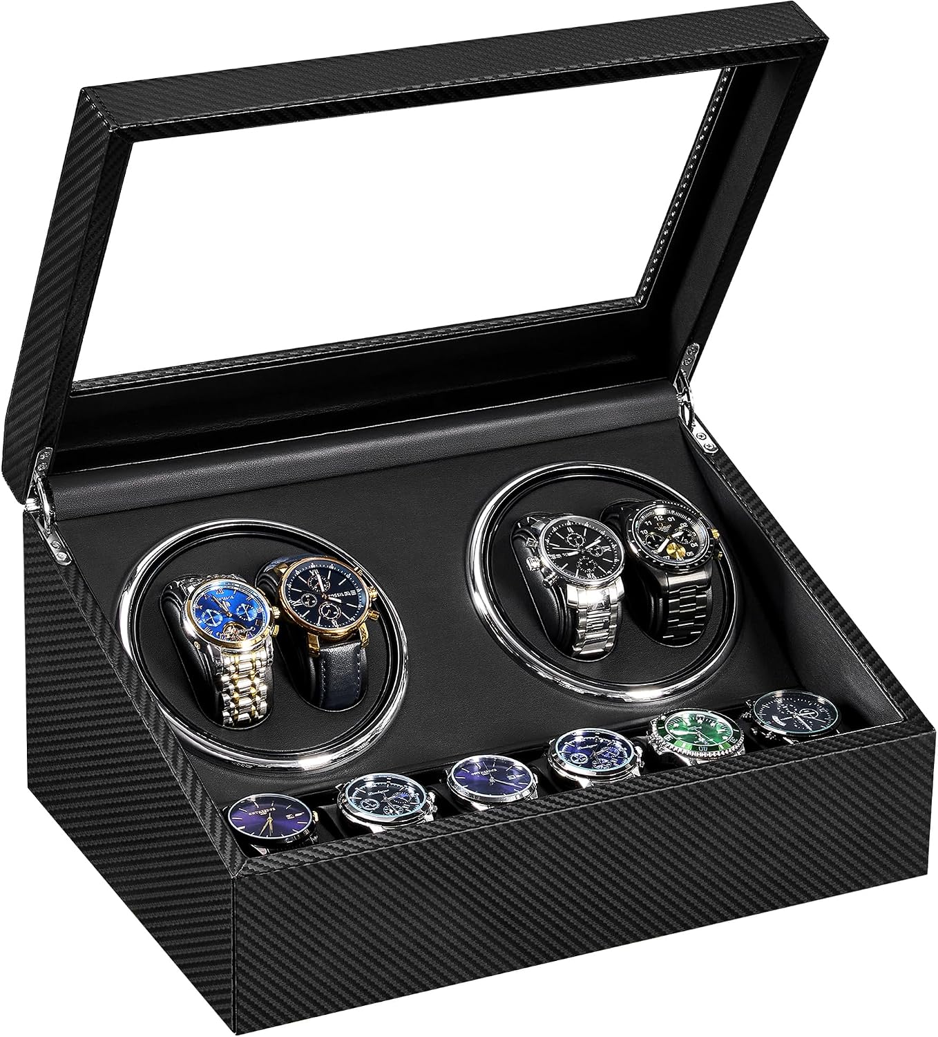 Watch Winders for Automatic Watches, 4 Watch Winder | Automatic Watch Winder with 4 Watches Rotator and 6 Extra