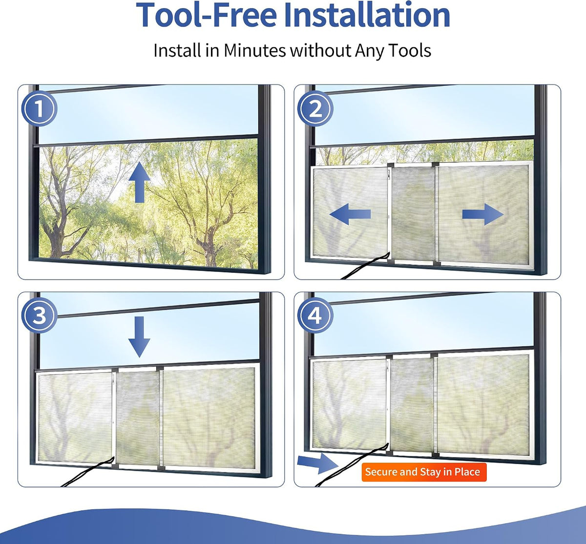 2‑Way Adjustable Window Screens Expandable, 2 Pack 10"H x 19"-36"W