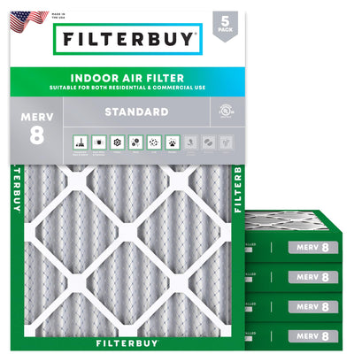 12x16x2 Air Filter MERV 8 Dust & Allergy Defense (5-Pack)