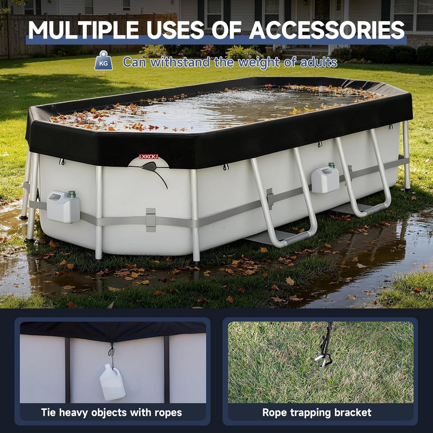 Rectangular Pool Cover for above Ground Pools, Heavy Duty Winter Cover Ideal for Waterproof and Dustproof (9x18 FT