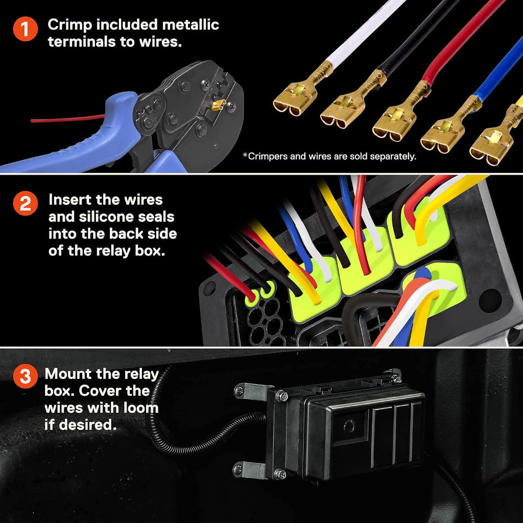 True MODS 12V Automotive Waterproof Fuse Relay Box 5-Pin Relay Block Kit | 6 ATC/ATO Bosch Style Fused Distribution