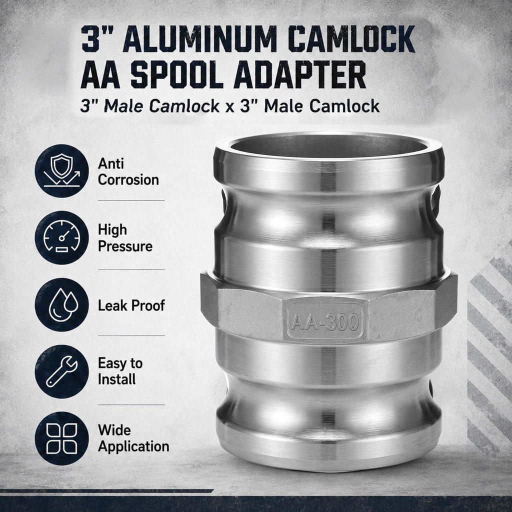 Gulfmew 1 Pcs Type AA Camlock Spool Adapter, 3" Male X 3" Male Camlock