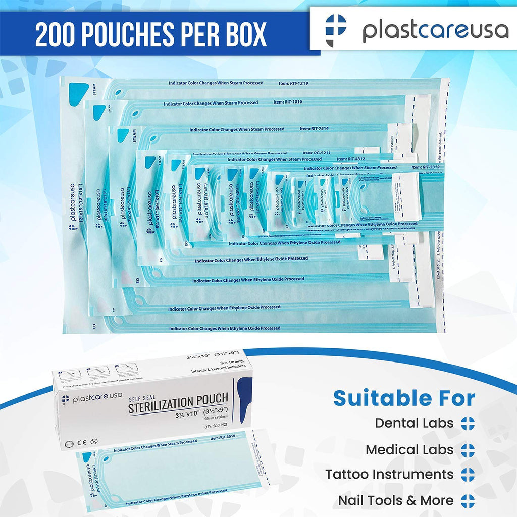 1000 4.25" x 12" Self Sterilization Autoclave Pouches for Cleaning Tools, Sterilizer Bags for Tattoo, Dental Pouch
