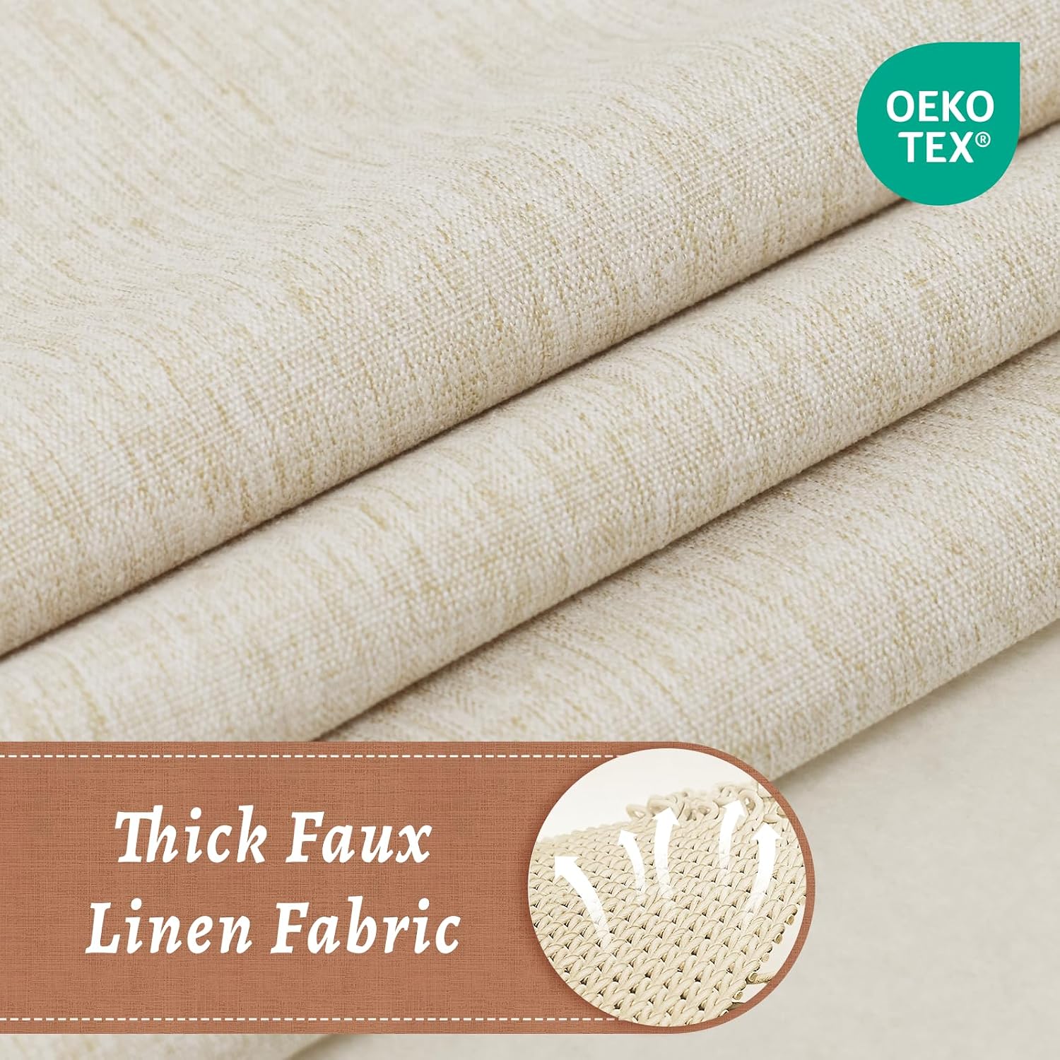 No Hook Shower Curtain and Liner, Linen-Look Polyester Textured Shower Curtain with Snap in Liner, Waterproof &