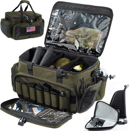 Large Pistol Range Bag Shooting - Tactical Gun Range Bag with 2 Pistol Cases, Gun Bags for Handguns, Womens Gun Bag