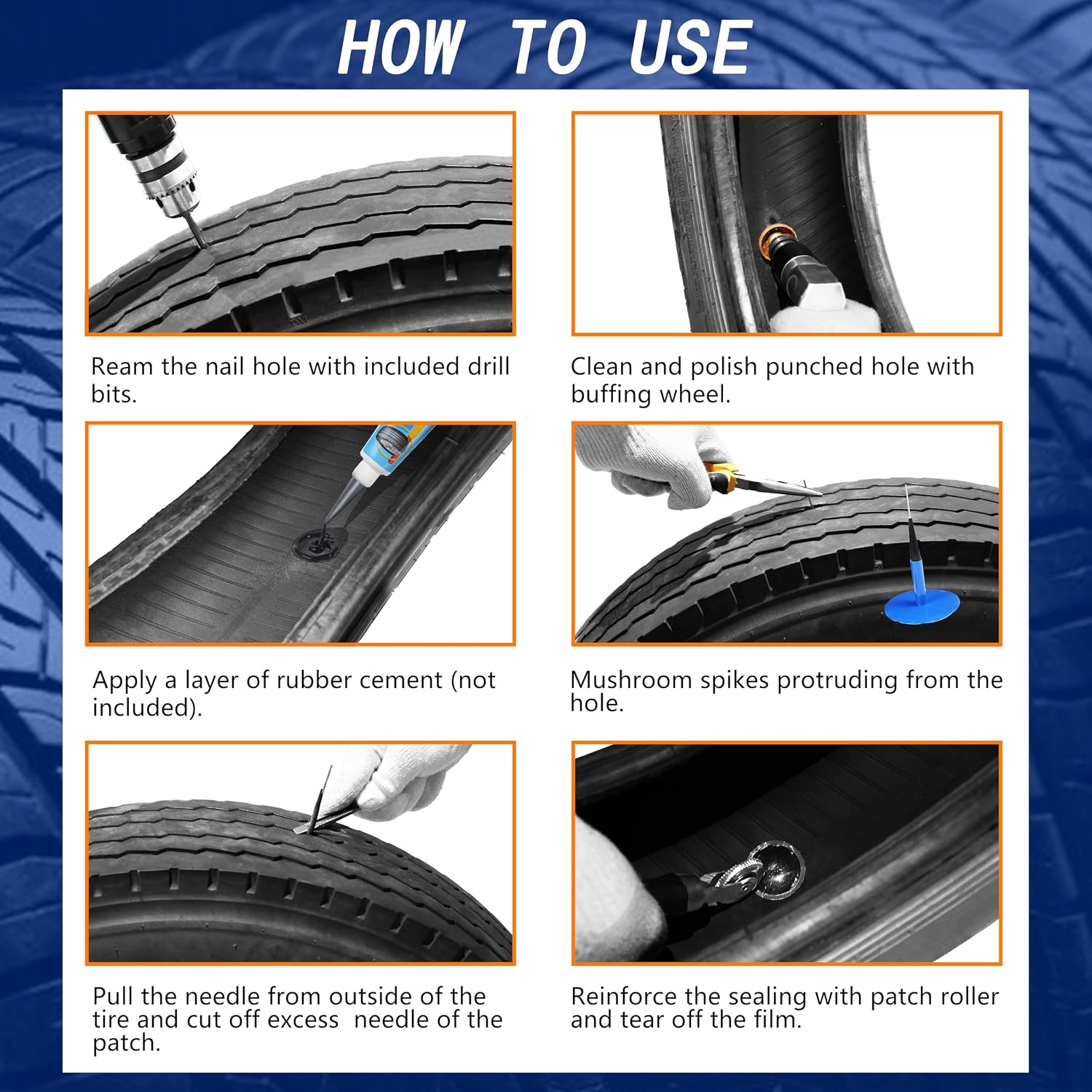 TP-M13W Combination Repair Unit Kit, Tire Repair Patch Plug Kit 1/6" x 1 3/8", 1/4" x 1 3/4" and 3/8" x 2 3/8"