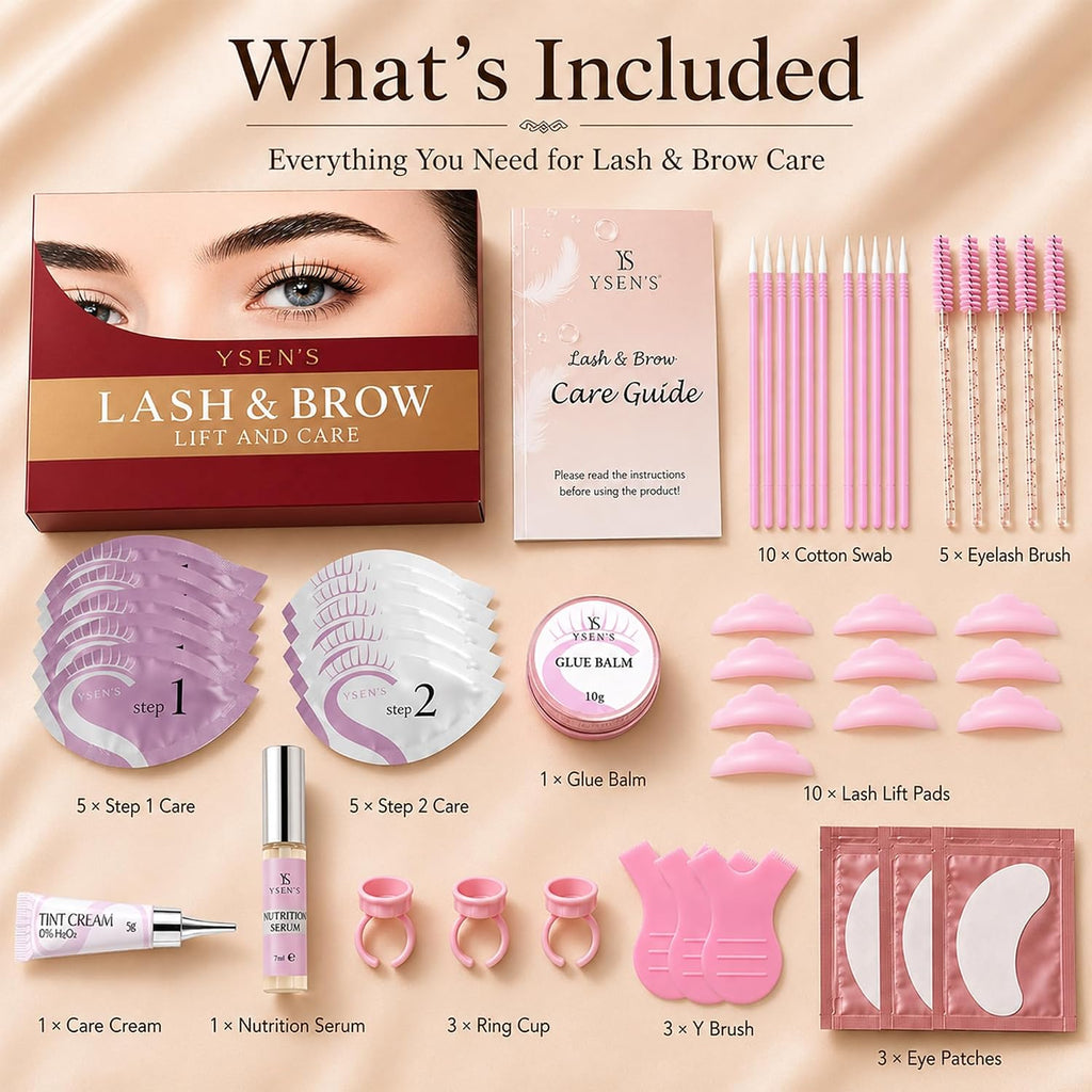 Lash Lift Kit – Lash Lift and Color Kit 4 in 1, Eyelash Lift and Brow Lamination Kit with Black Color and Glue Balm