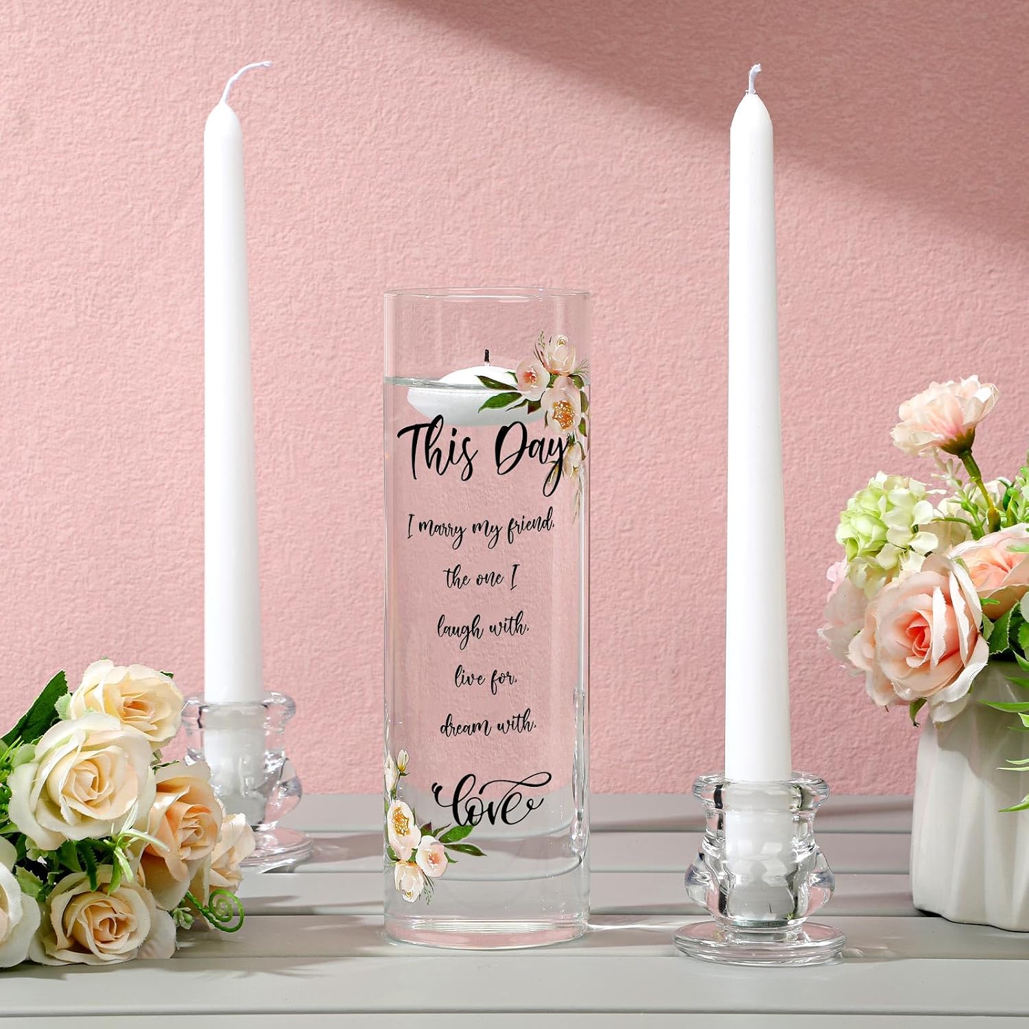 Unity Candles for Wedding Ceremony with Holder,Fresh Style