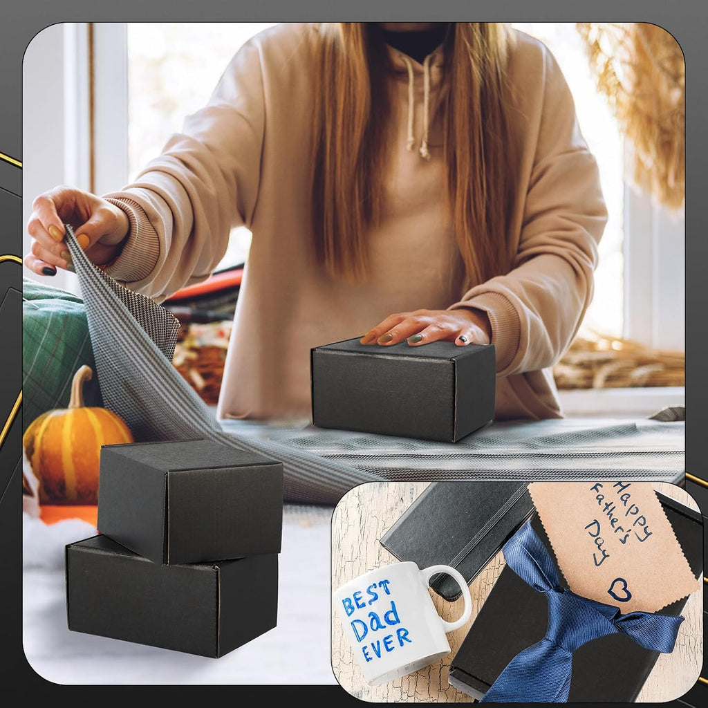 50 Pack 6 x 4 x 3 Inch Black Shipping Boxes Bulk for Small Business