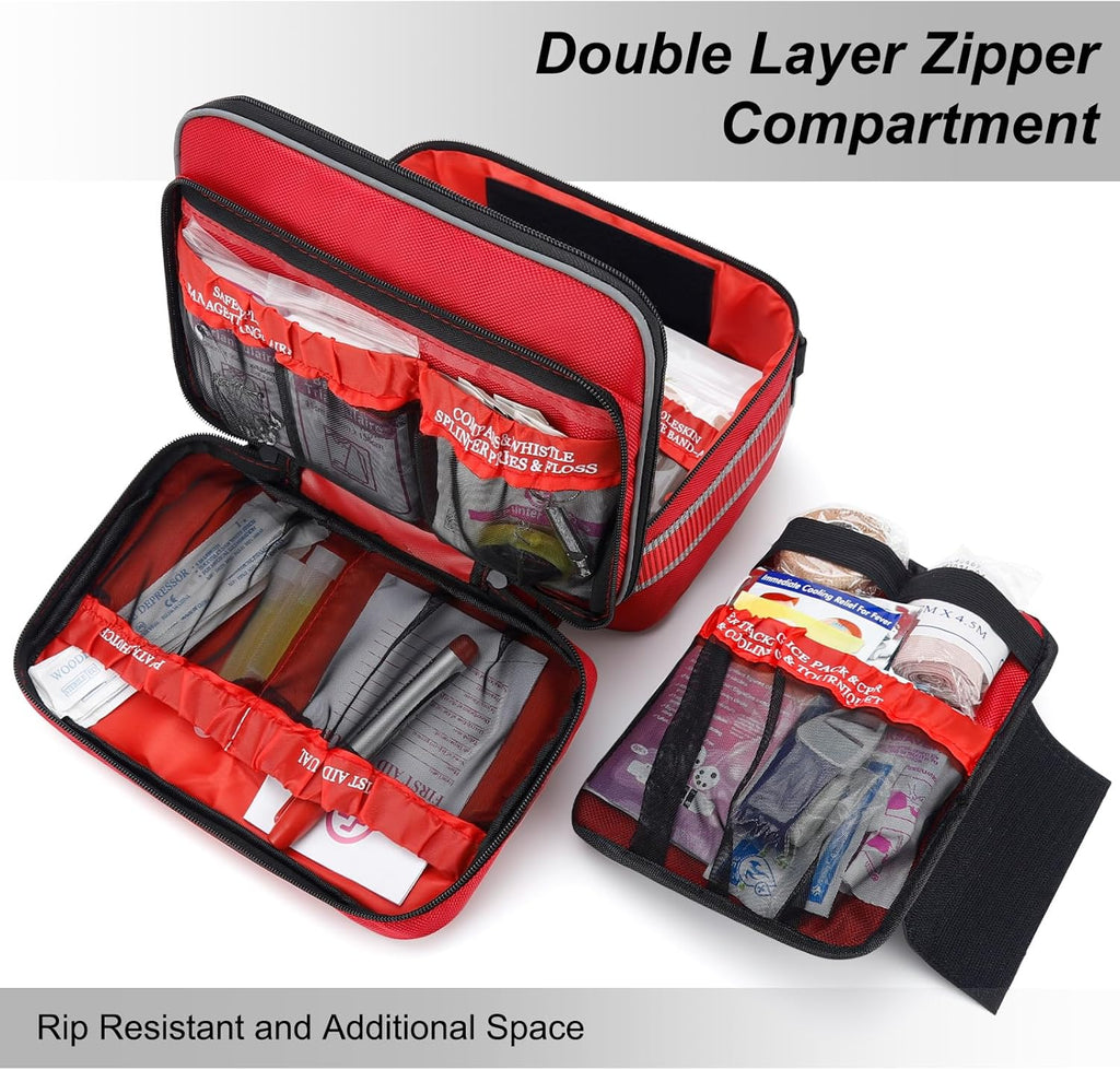 Professional 500 Piece Emergency First Aid Kit for Home, Car, Travel, Camping, Truck, Hiking, Sports, Office, Vehicle