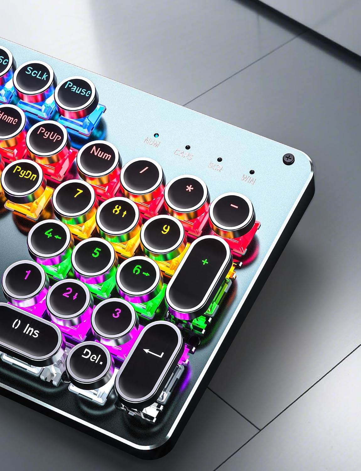 Typewriter Style Mechanical Gaming Keyboard Blue Switch, Rainbow LED Backlit Wired Computer Keyboards Mouse and Pad