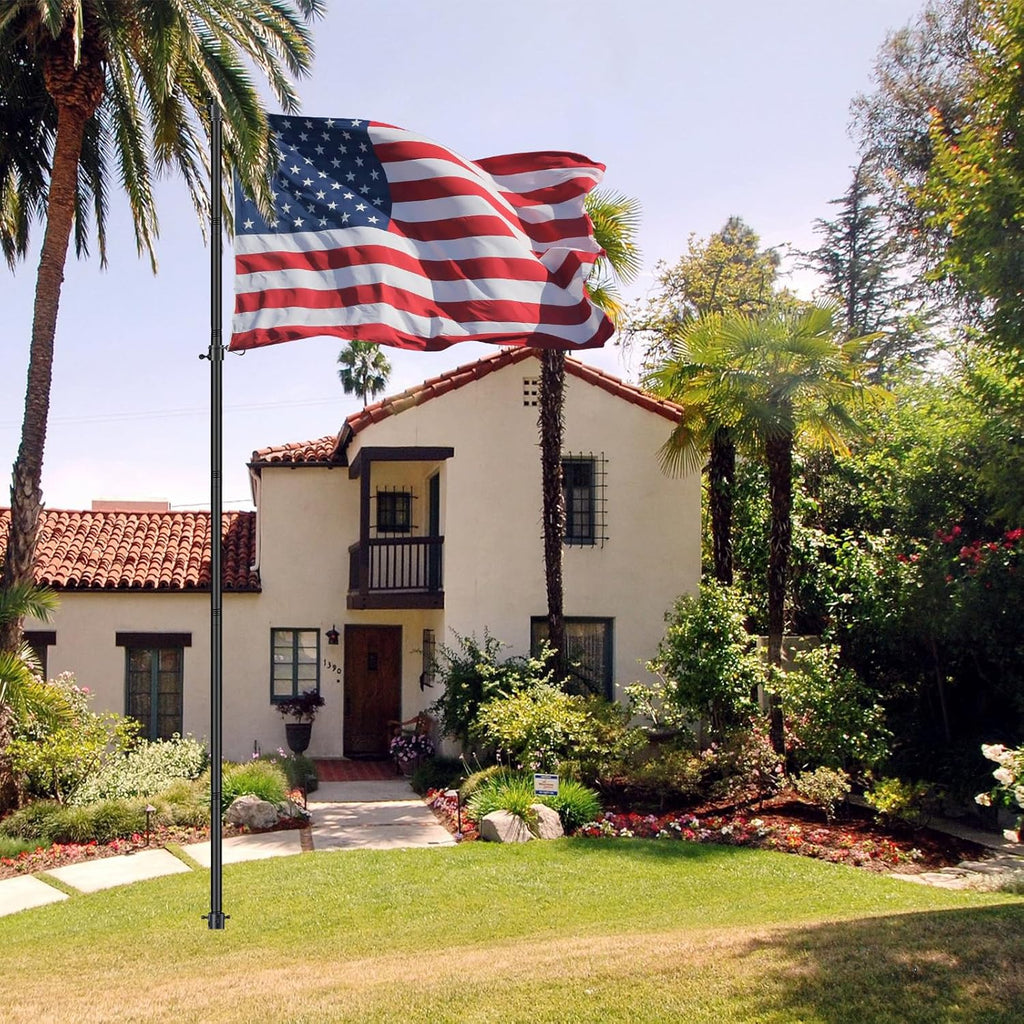 Flag Poles for 3x5 Flags Outdoor - 9 ft Tangle Free Stainless Steel Flagpole with with Spiral Ground Piles Inserted