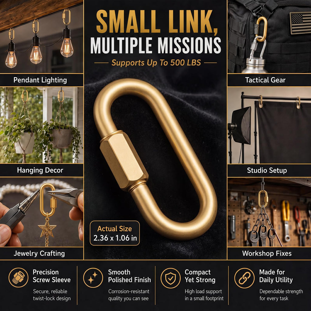 Otoolling 4 Pack Brass Quick Link Chain Connector Threaded, 1/4'' Inch