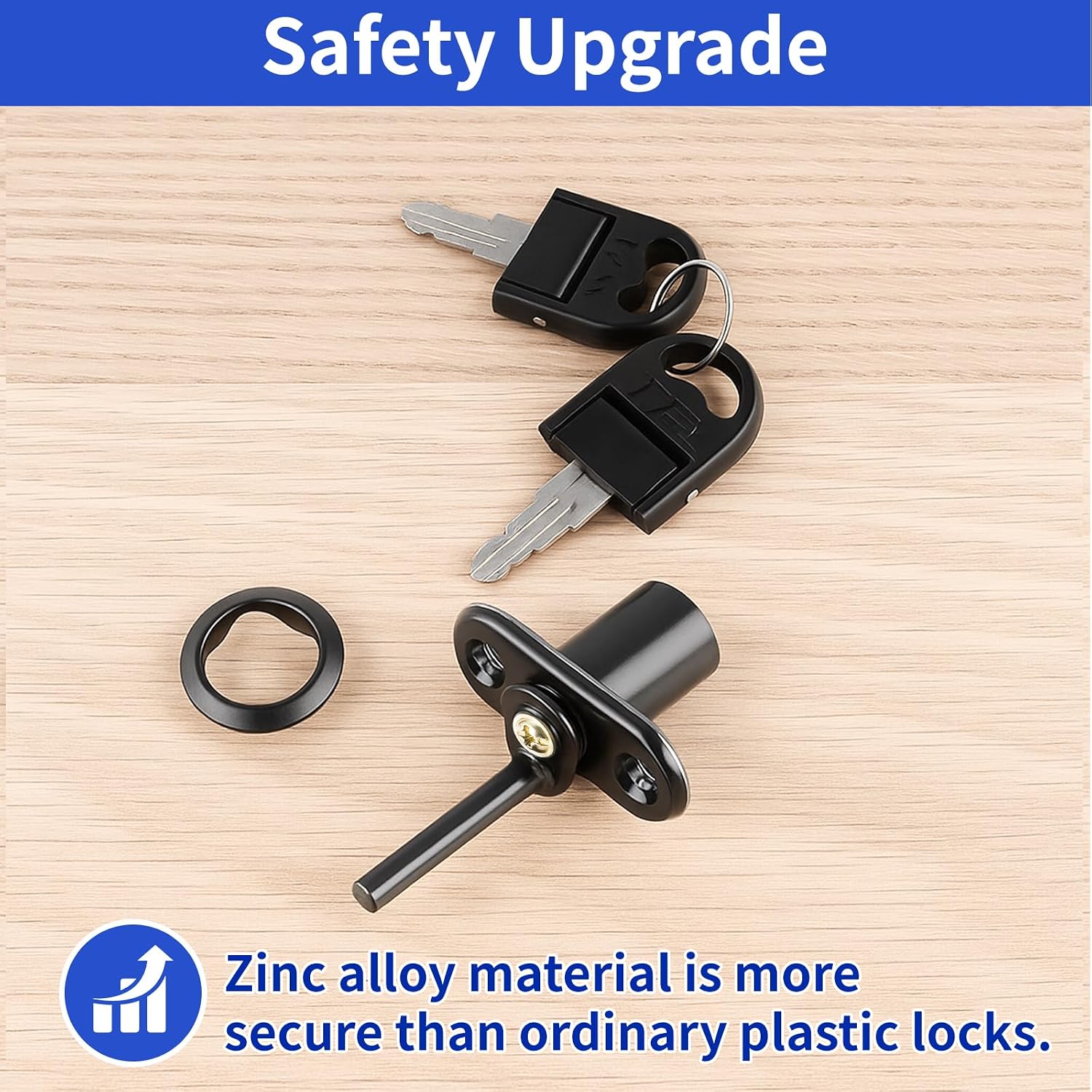 4 Pcs - Zinc Alloy Drawer Lock with Keys File Cabinet Lock Replacement, Desk Locks File Cabinet Lock for Wardrobe
