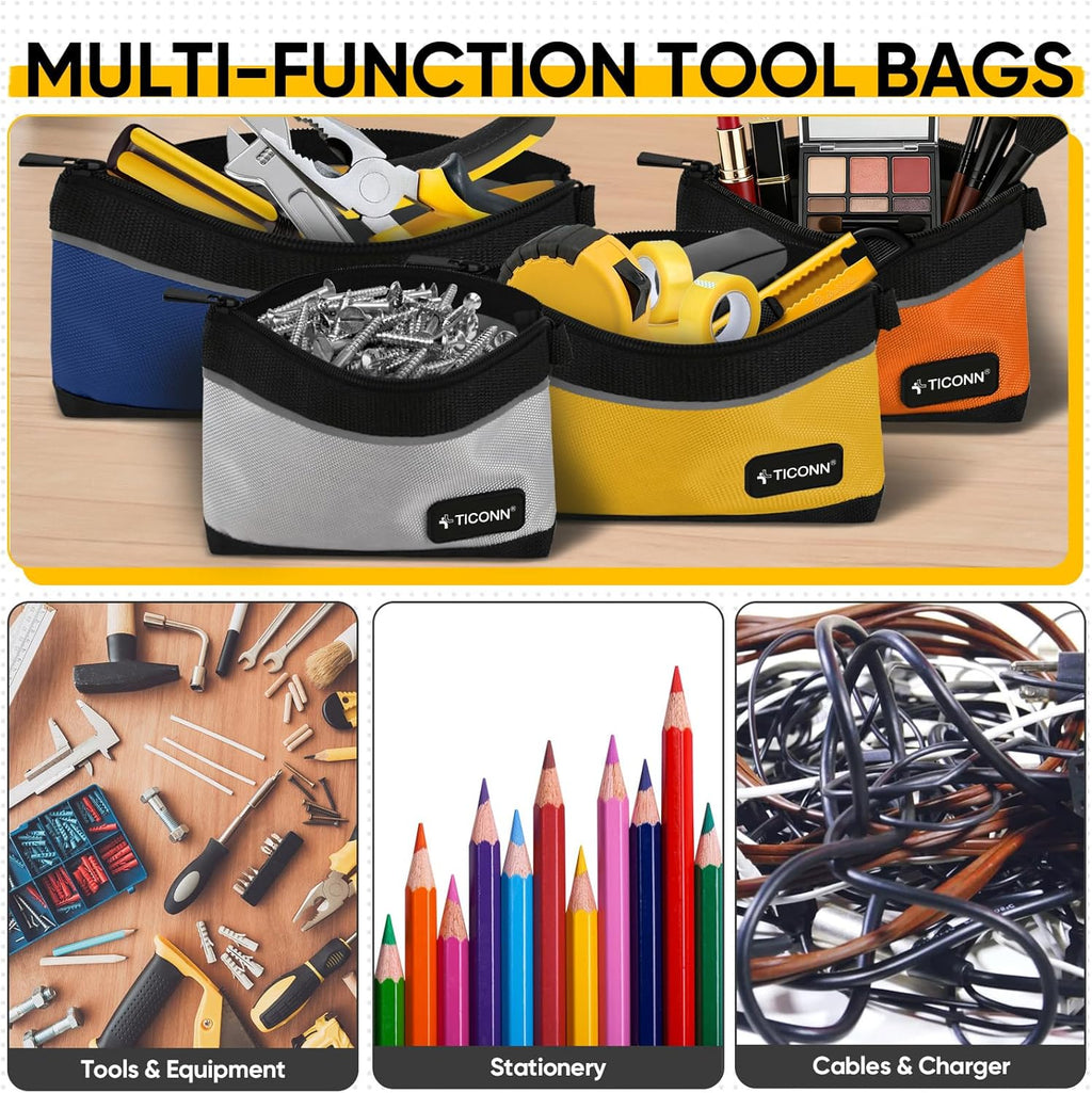 Tool Pouches with Zipper, 1680D Oxford Small Tool Bags, Waterproof Utility Bag Zipper Pouch for Tool Organizers and