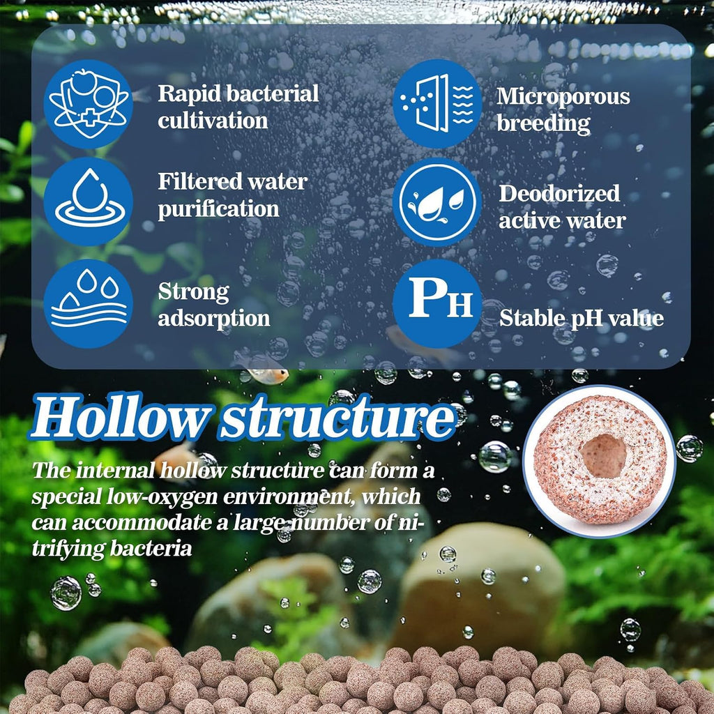 15oz Ceramic Bio Balls - Aquarium Fish Tank Filter Media for Sump Pond | Nano-Tech Bio-Spheres Filter Biomedia Balls