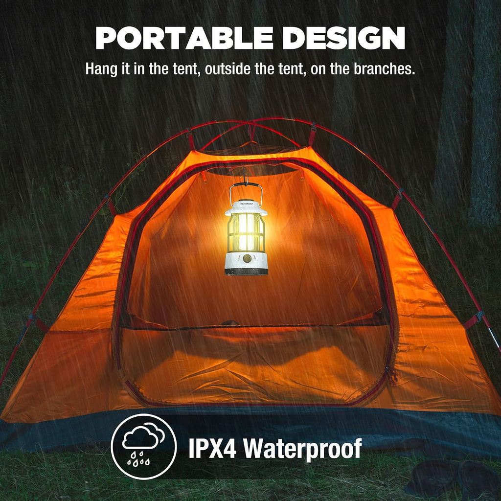 Rechargeable LED Camping Lantern with Stepless Dimming | Vintage Portable Camping Light, Stepless Dimming, Long