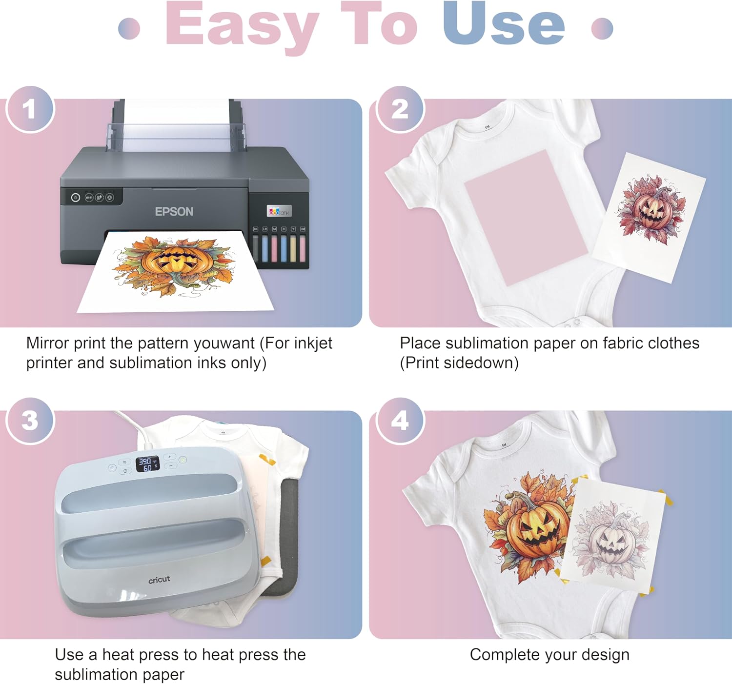 Sublimation Paper 8.5x11 Inch – 120 Sheets, 120gsm Heat Transfer Paper for Inkjet Printer, Fast Dry, High Transfer