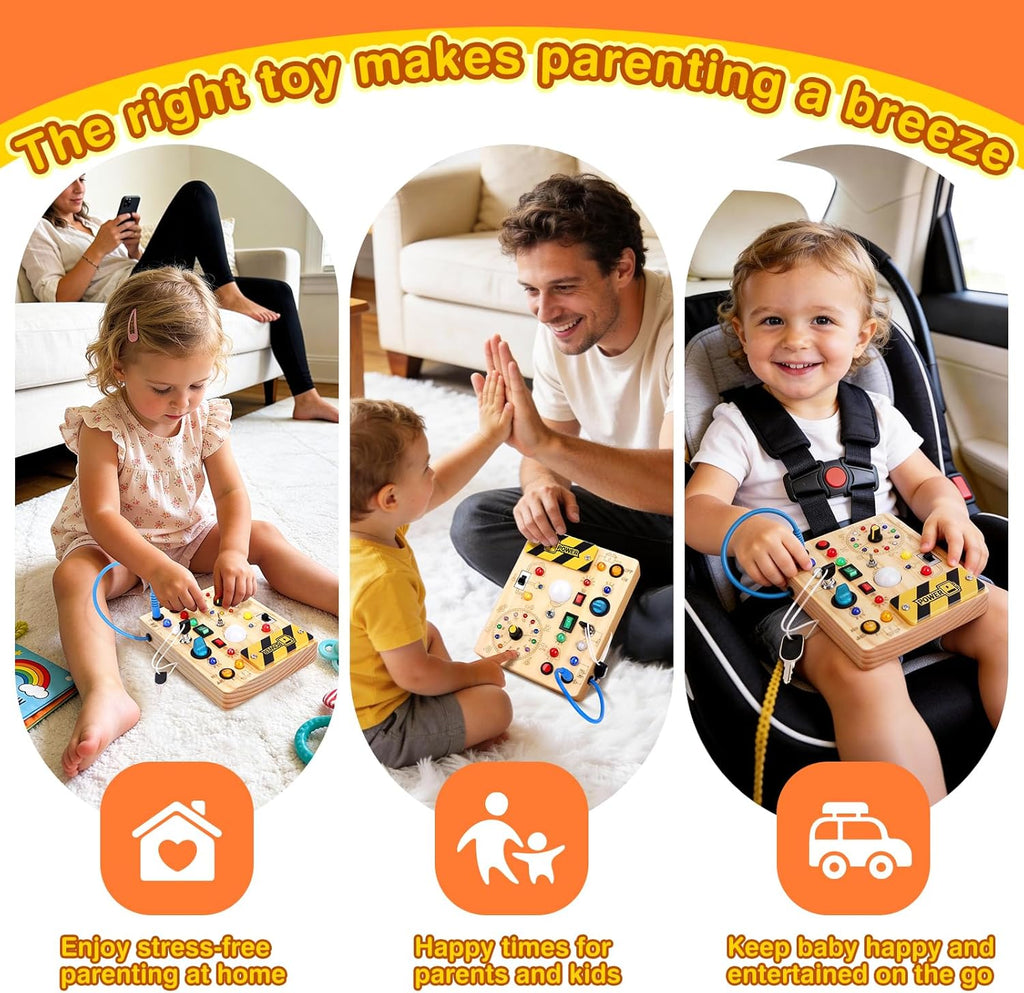Busy Board for Toddlers - Montessori Educational Toy for 1-3 Year Old Boys & Girls | Travel-Friendly Sensory Learning
