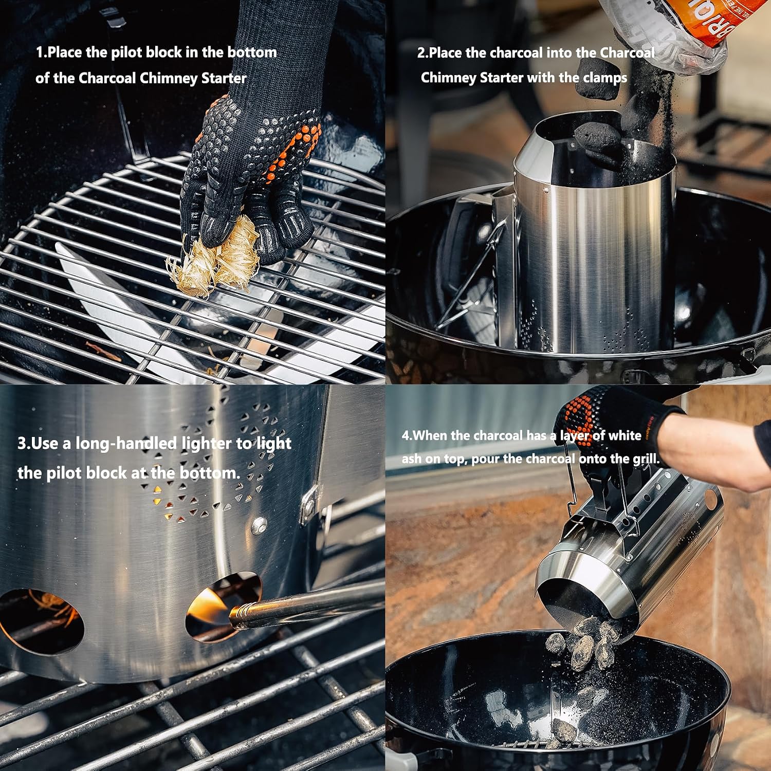 Heavy Duty Deluxe Stainless Steel Charcoal Chimney Starter