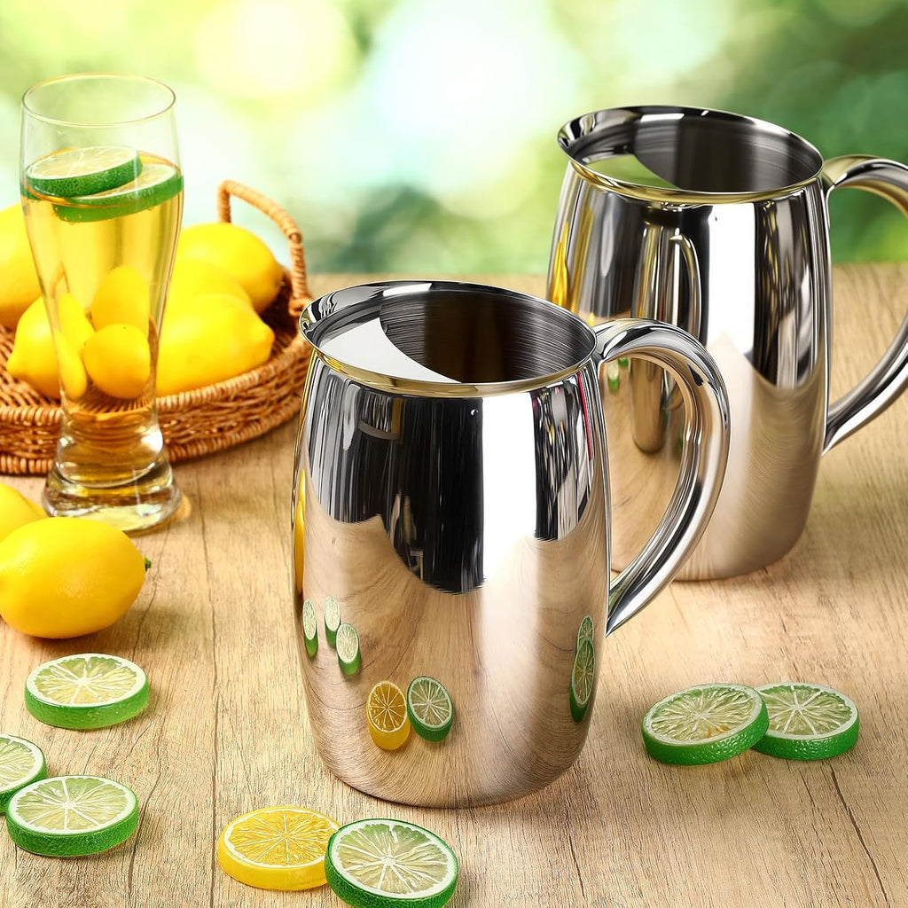 6 Pcs 2 L Stainless Steel Water Pitchers with Ice Guard
