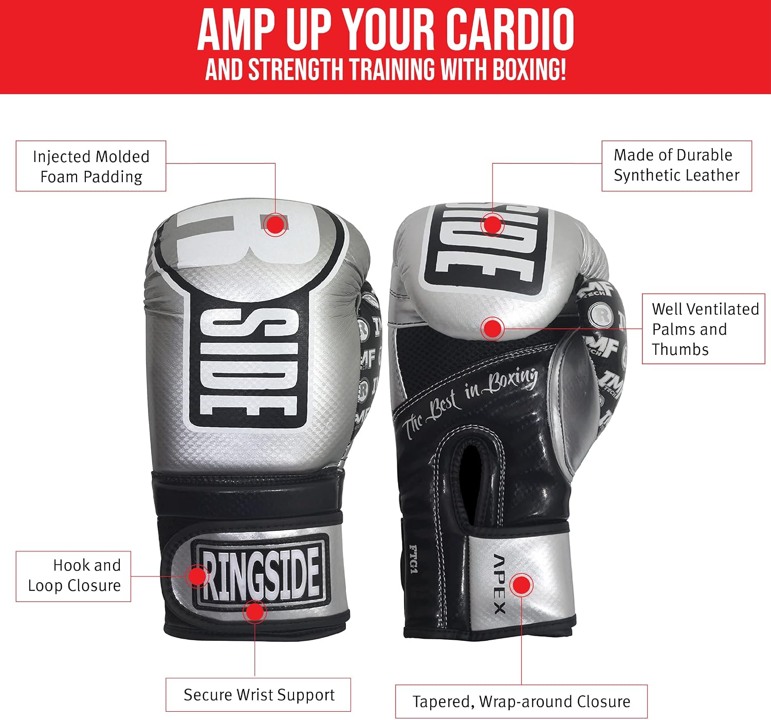 Apex Bag Gloves, IMF-Tech Boxing Gloves with Secure Wrist Support, Synthetic Boxing Gloves for Men and Women