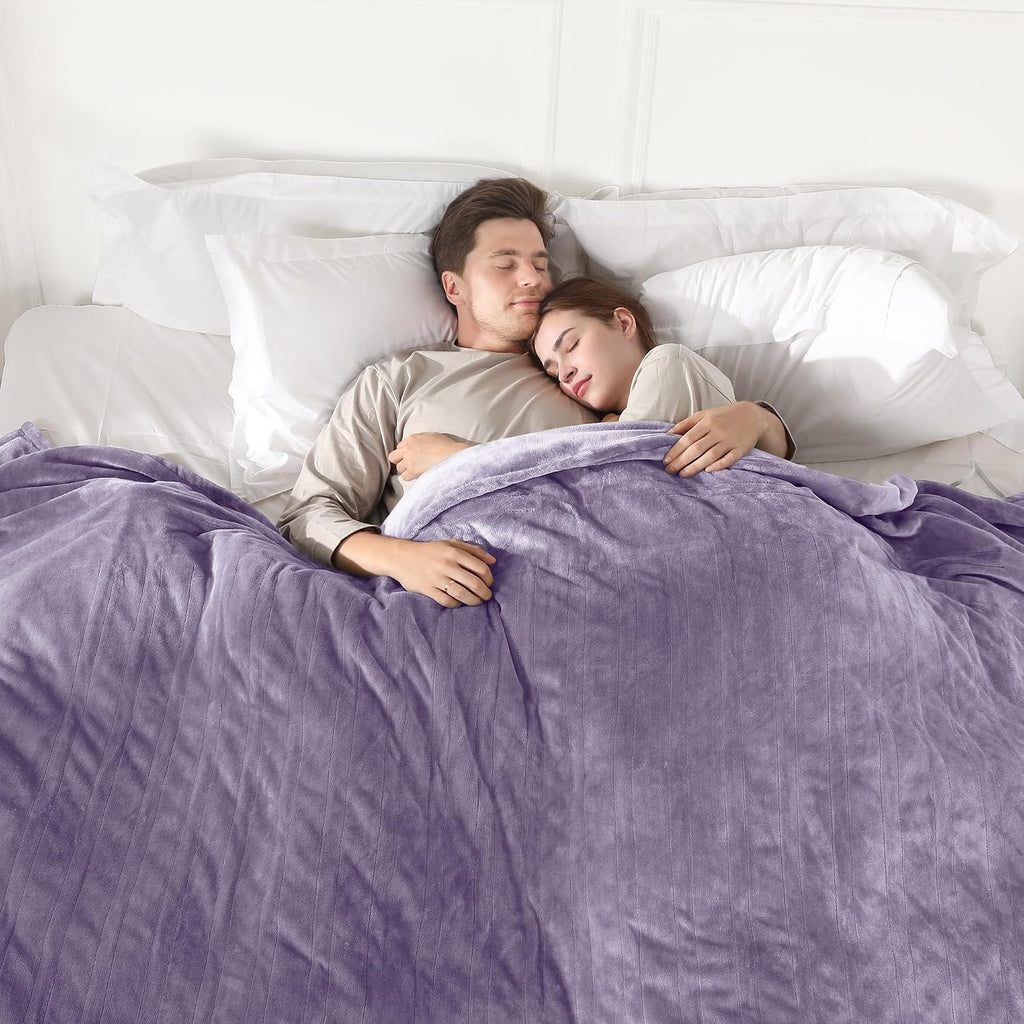 Electric Blanket Queen Size, Super Soft Cozy Upgraded Flannel Heated Blanket Dual Control with 5 Heating Levels & 10