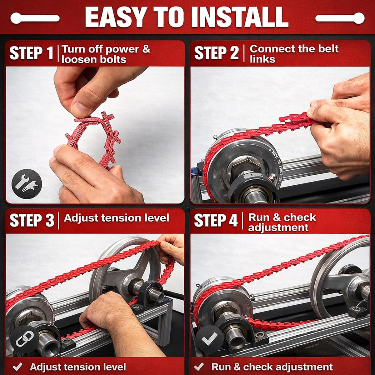 10FT 1/2"Adjustable Link Belt, A/4L Type Power Twist V-Belt 1/2 Inch*10Feet