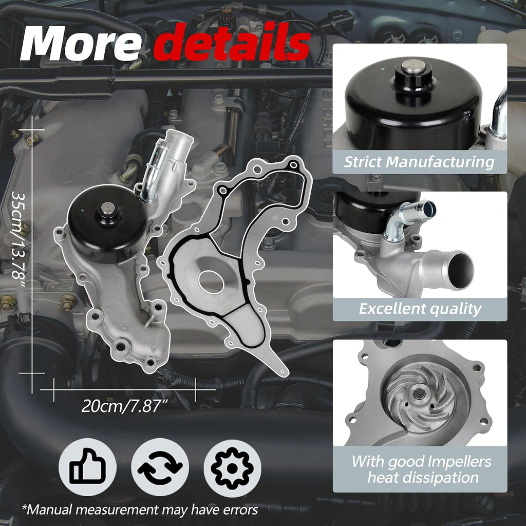 Gmb 1204450 Water Pump for Ram 1500, Dodge, Jeep - Replaces AW6169, 5184498AD