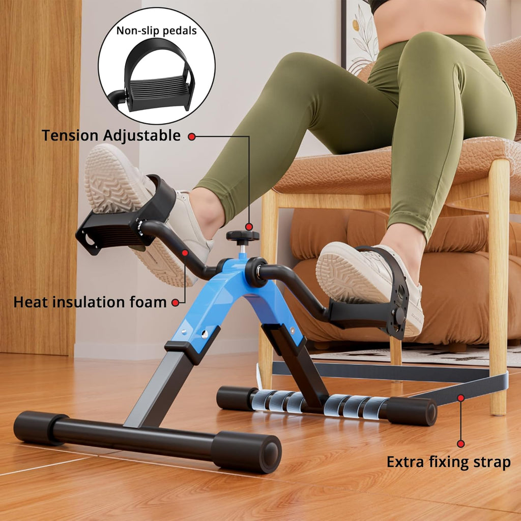 RYGEO Pedal Exerciser Under Desk Bike for Arms and Legs Workout, Lightweight & Foldable Mini Exercise Bike for Sedentary Officer & Seniors
