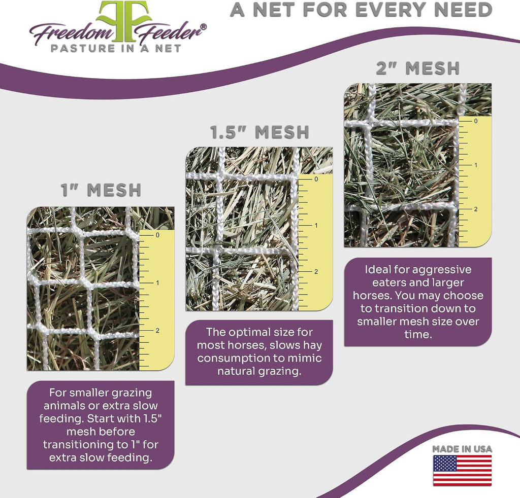Full Bale Slow Feed Hay Net, Holds 110 lb, 1 in Mesh