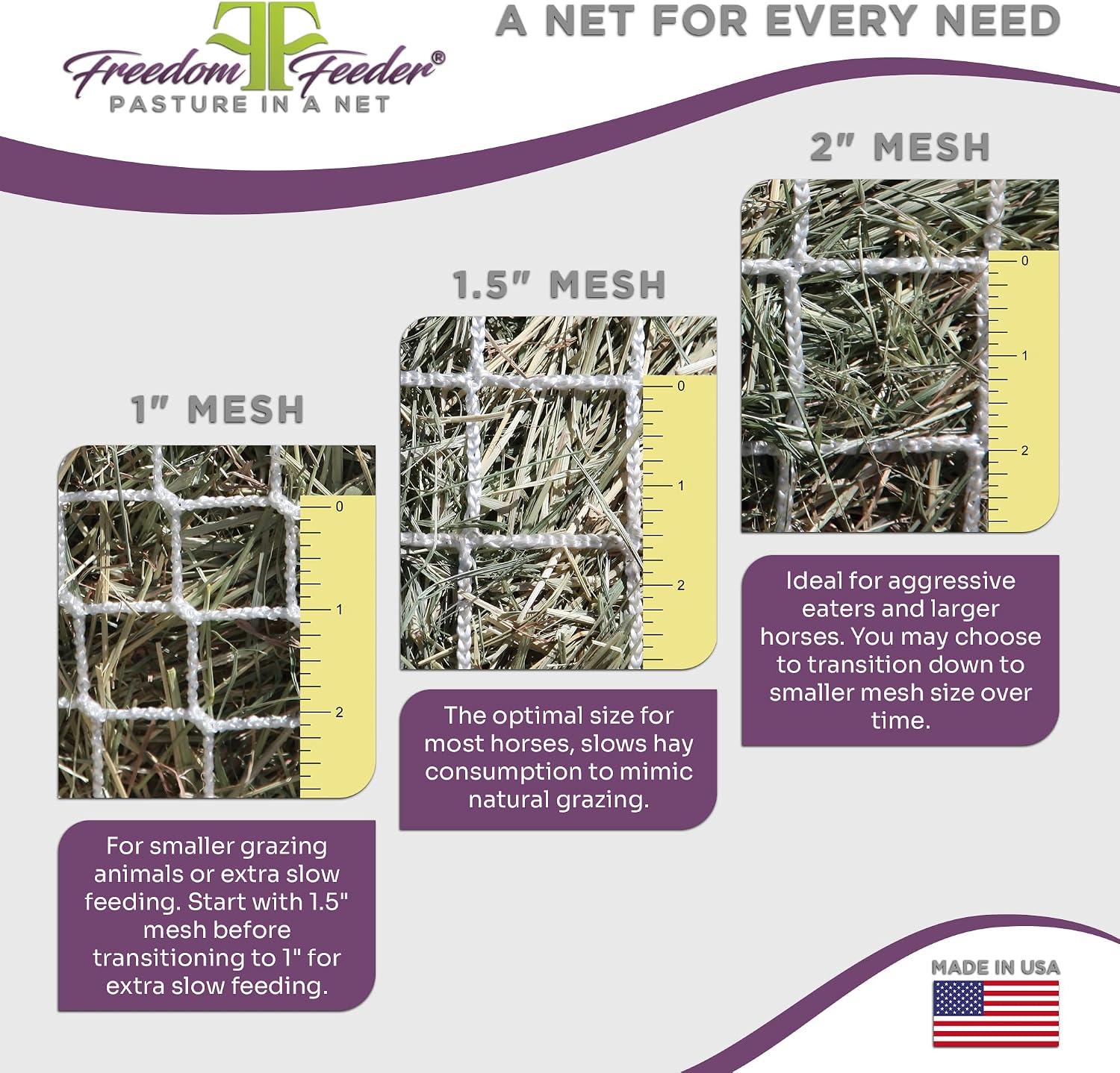 Full Bale Slow Feed Hay Net, Holds 110 lb, 1 in Mesh