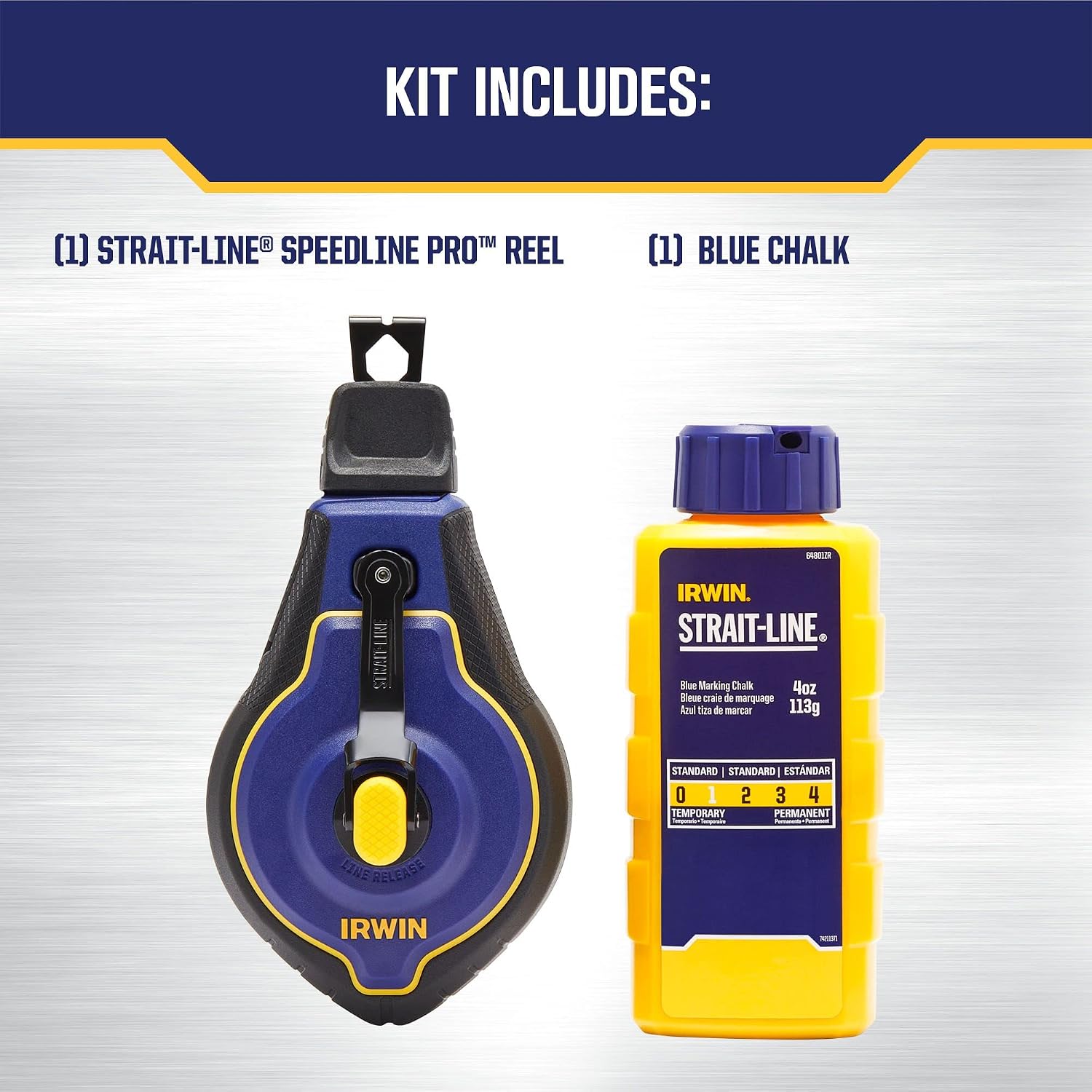 Tools STRAIT-LINE Chalk Line, Speedline Pro Reel, Blue, 100 ft. (IWHT48443BC)