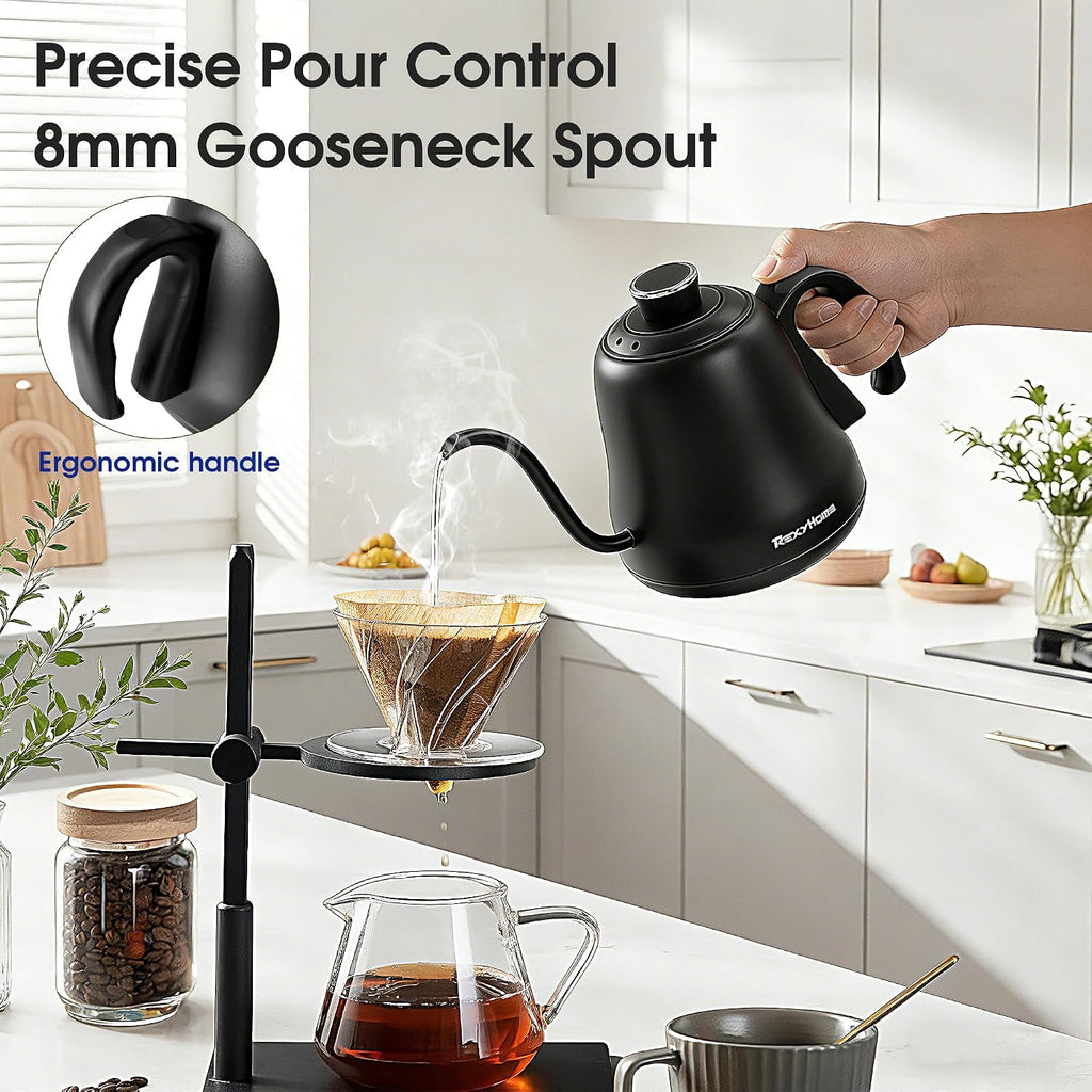 Gooseneck Electric Kettle Temperature Control: 316L Stainless Steel Inner | ±1℉ Precision, Pour Over Kettle for