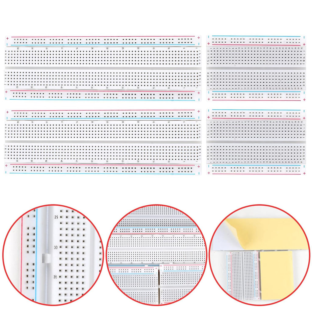 Rindion Breadboard, 6PCS Bread Board, Breadboard Kit Includes 2PCS 830 Point + 4PCS 400 Point, Power Distribution Connection Block for Arduino, Proto Shield and Prototype Shield