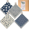 Swedish Dishcloths for Kitchen, 8 Pack Japanese Pattern Reusable Paper Towels with Clips, Non-Scratch Swedish Dish