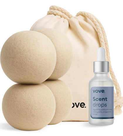 Natural Hemp Dryer Balls Kit with Scent Drops - 4 Pack & Essential Oil Blend - 5X More Absorbent Than Wool - Natural
