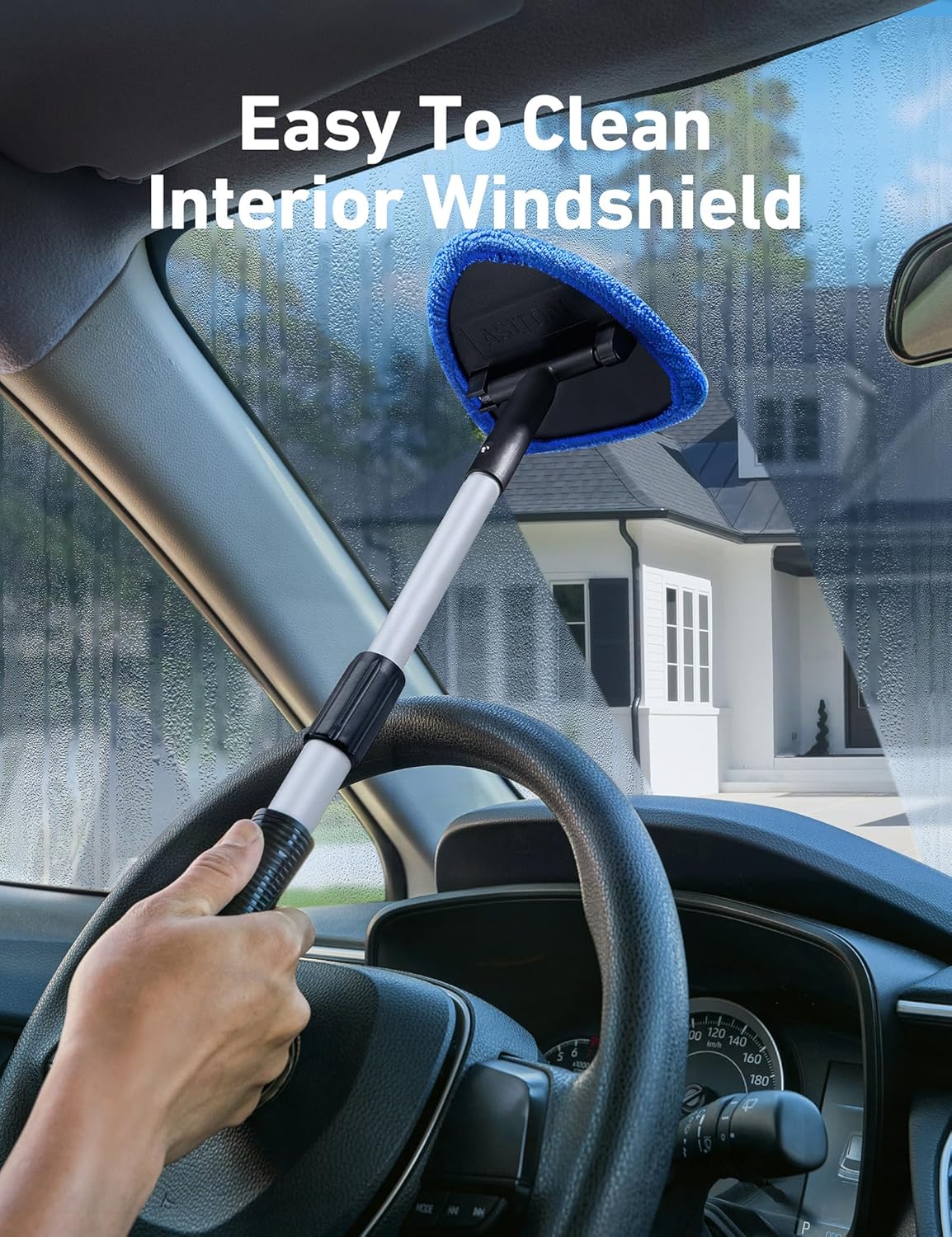 21" Windshield Cleaner Tool, Car Interior Detailing Cleaning Kit with Extendable Handle and 4 Upgraded High-Density