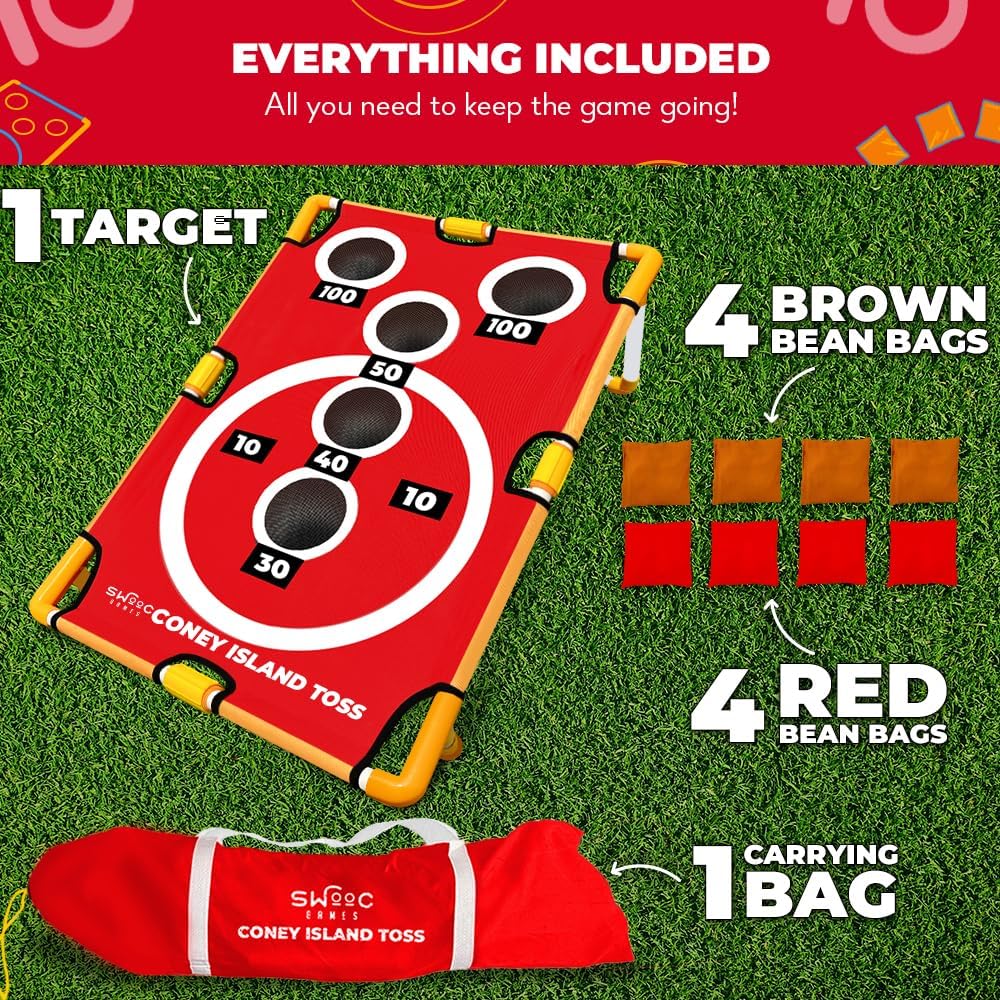 Games - Coney Island Toss - Arcade Style Cornhole Board Set w/Carrying Case & 15+ Games - Corn Hole Games for Adults