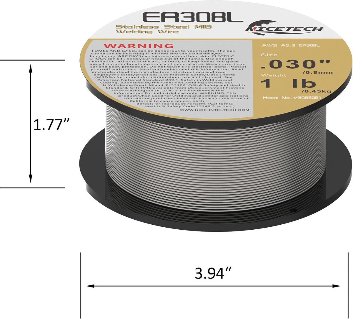 ER308L Stainless Steel MIG Welding Wire, .030“ Diameter 1 Pound Spool