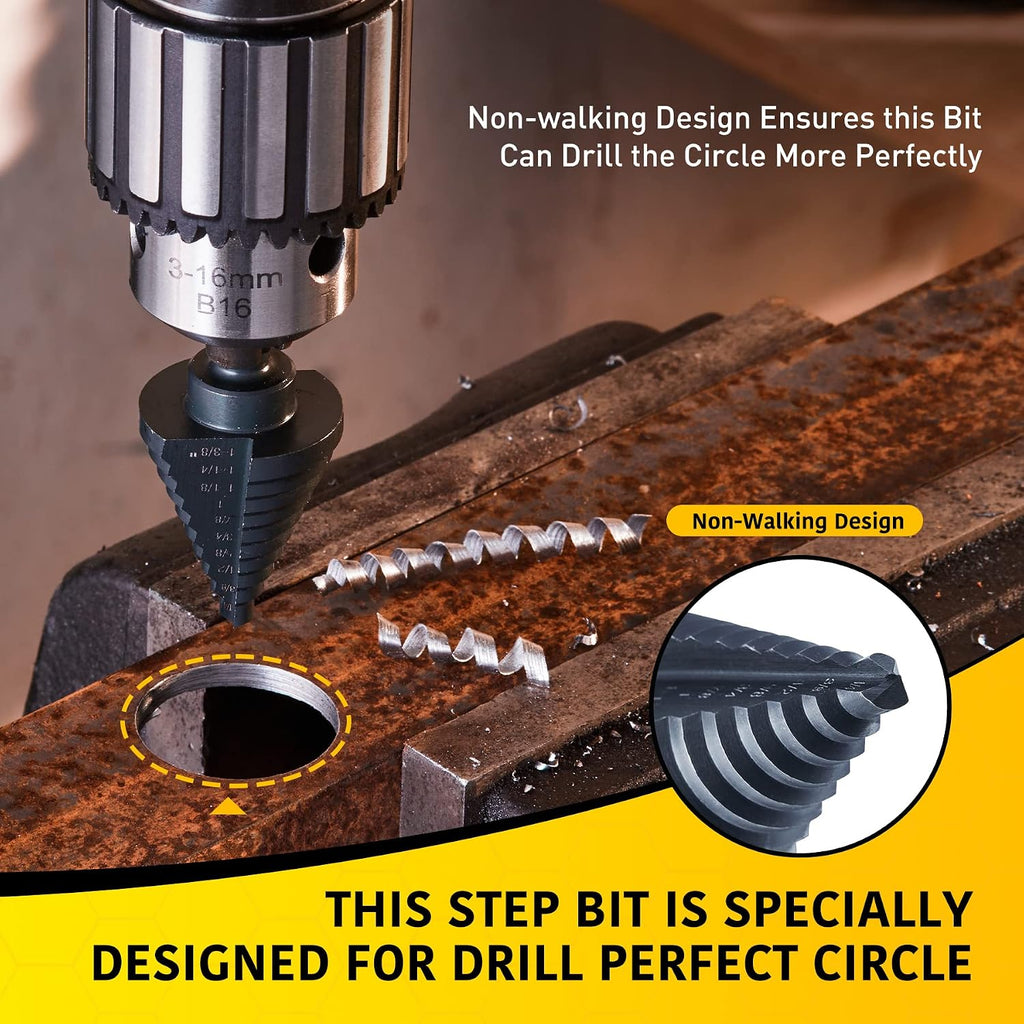 Anfrere 10 Sizes Step Drill Bit for Metal Sheet, 1/4 to 1-3/8 Inches