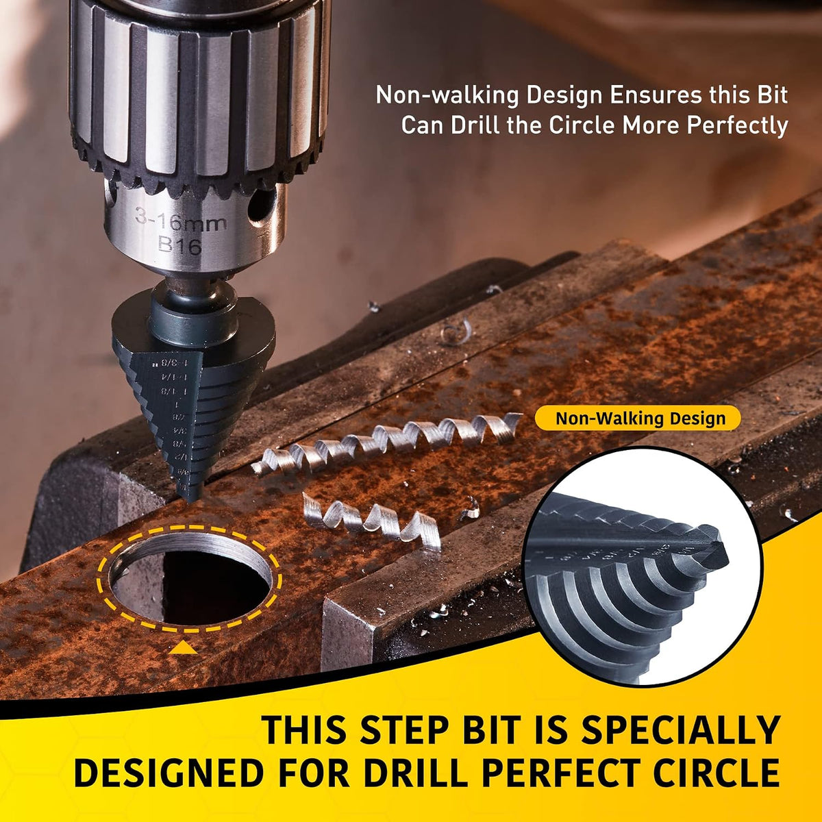 Anfrere 10 Sizes Step Drill Bit for Metal Sheet, 1/4 to 1-3/8 Inches