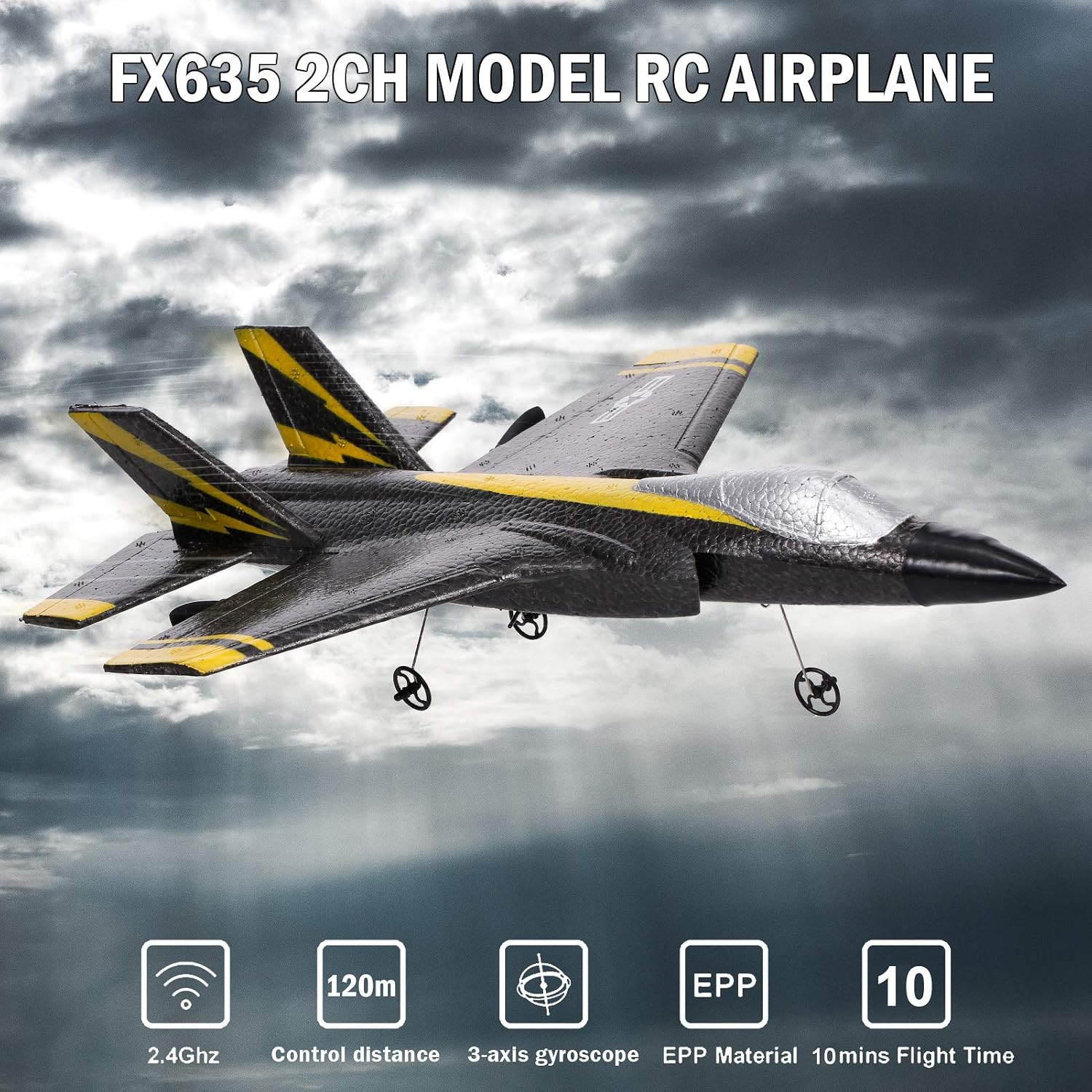 FX635 RC Airplane, 2 Channel RC Plane, 2.4Ghz Remote Control Airplane, Ready to Fly Foam Glider with 3 Axis Gyro