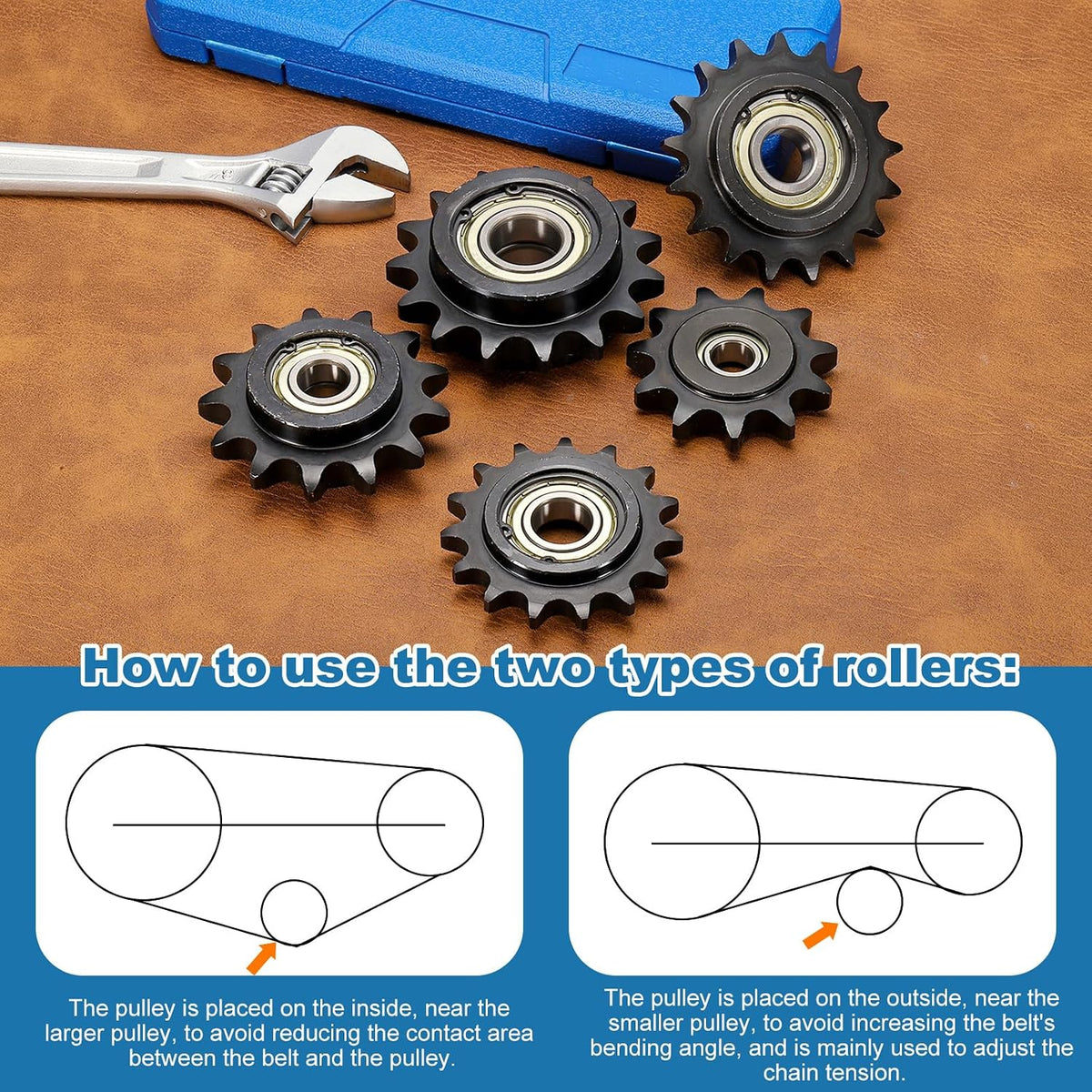uxcell #50 Roller Chain Idler Sprocket, 10mm Bore 5/8" Pitch 13 Tooth